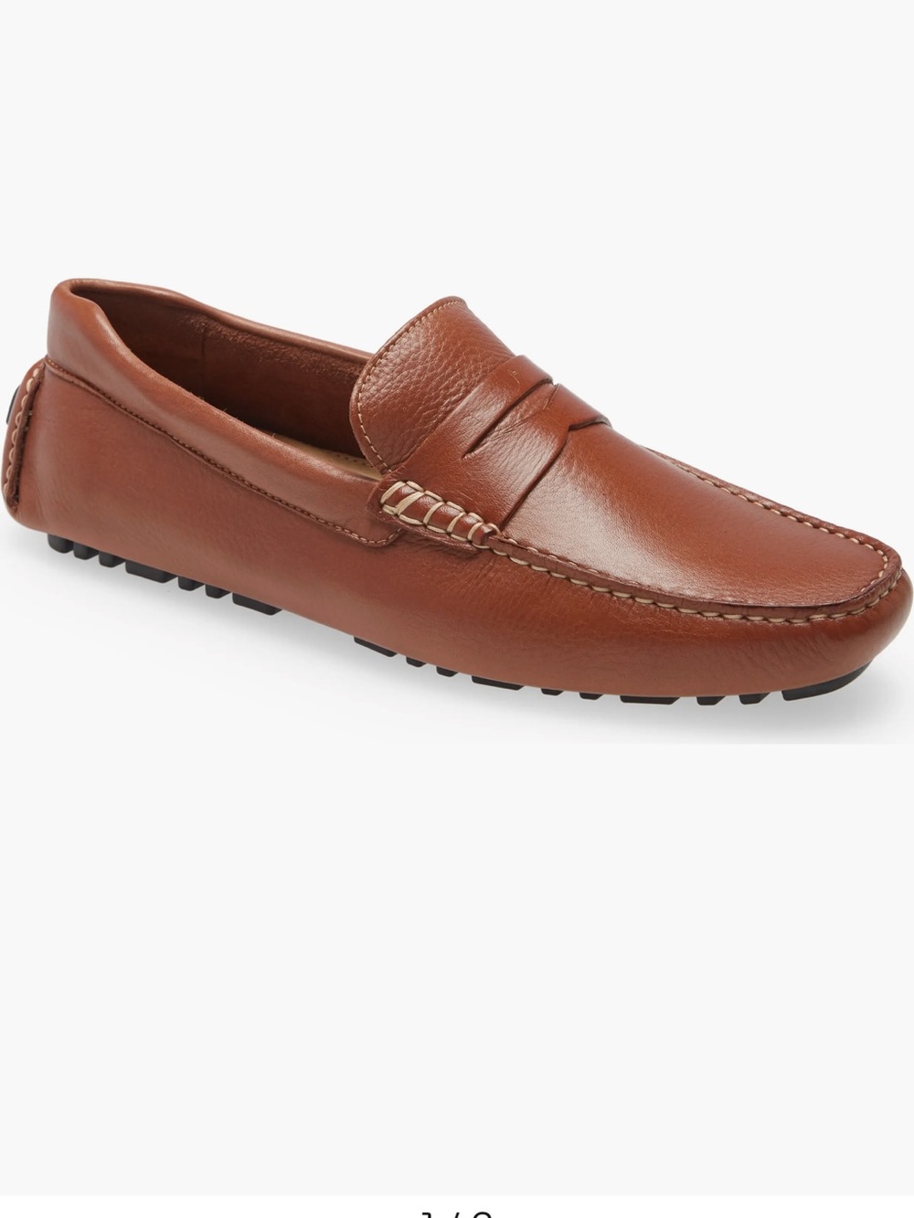 1901 Men's Brown Pebble Grain Leather Penny Loafers, size 13